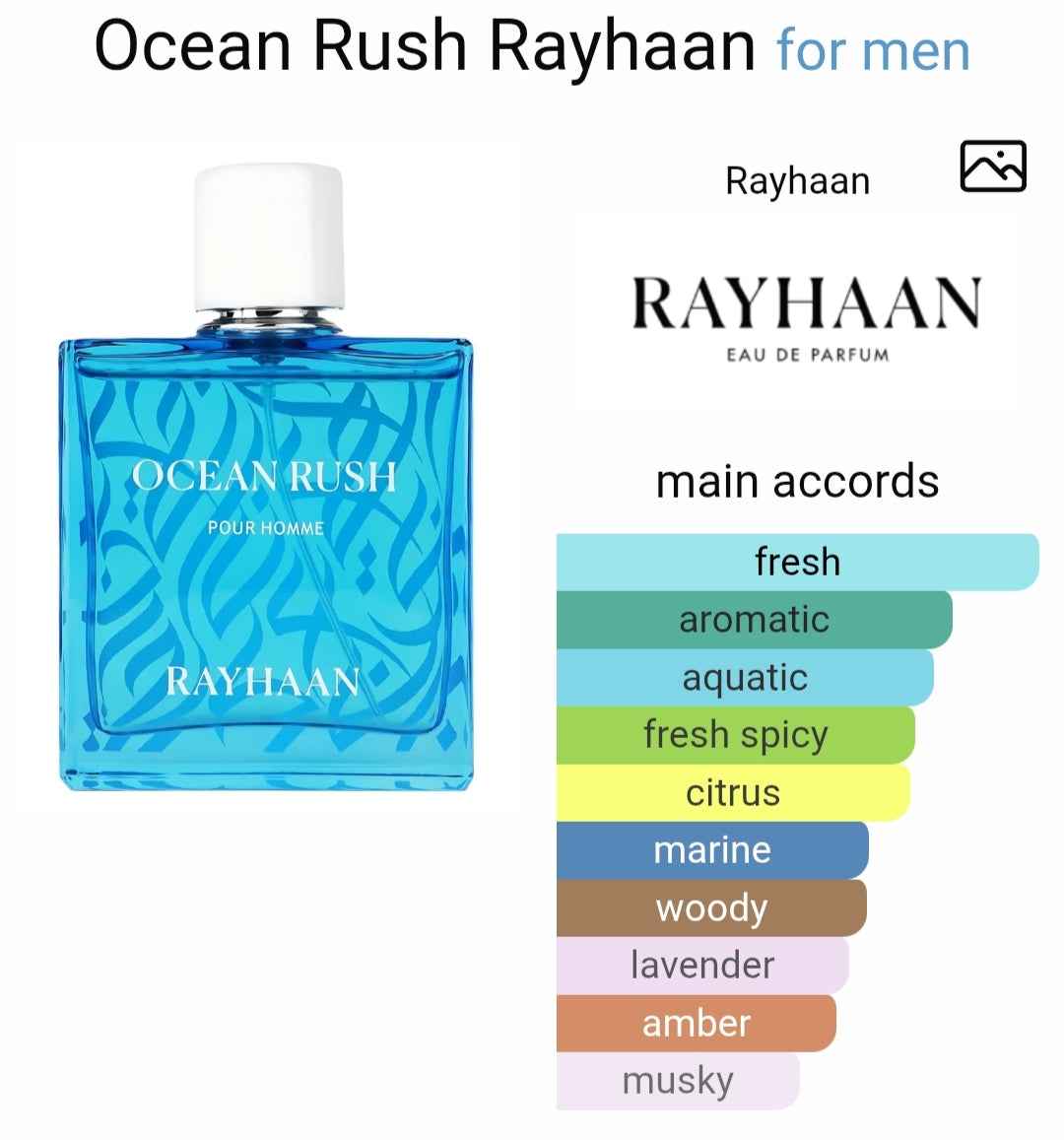 Ocean rush pour homme Rayhaan Eau de Parfum 100ml