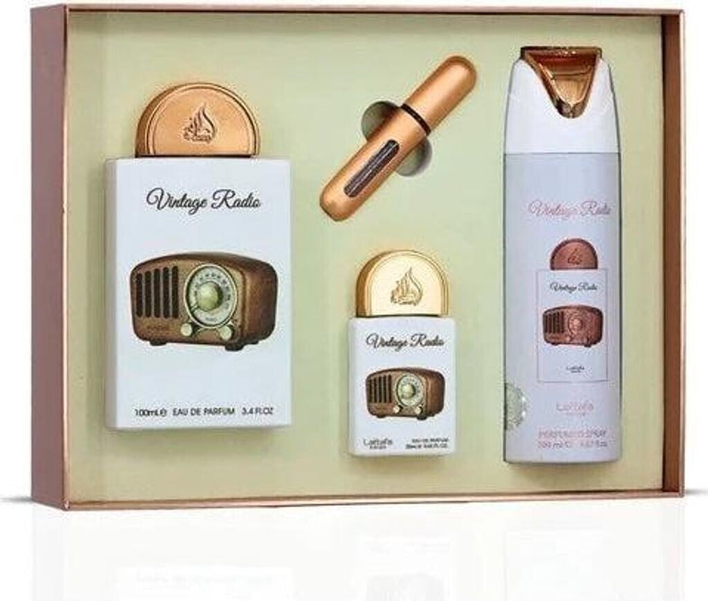 Lattafa Pride Vintage Radio Giftset Eau De Parfum 100ml + 20ml + Deodorant 200ml Unisex