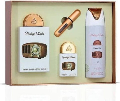 Lattafa Pride Vintage Radio Giftset Eau De Parfum 100ml + 20ml + Deodorant 200ml Unisex
