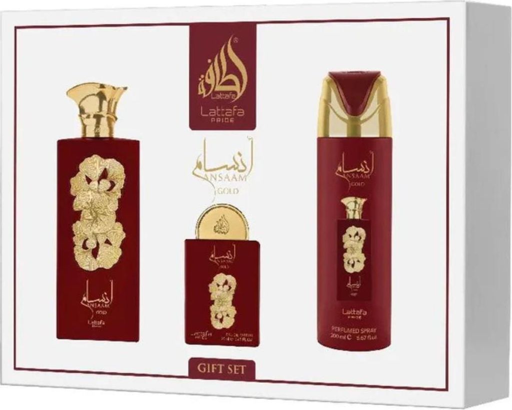 Lattafa Pride Ansaam Giftset Eau De Parfum 100ml + 20ml + Deodorant 200ml Unisex