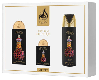 Lattafa Pride Artisan Ethnique Giftset Eau De Parfum 100ml + 20ml + Deodorant 200ml Unisex Fragnance